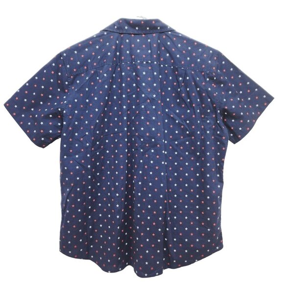 Mens Goodfellow Co Navy Star Printed Short Sleeve Button-Up Shirt Slim Fit SZ L - Picture 2 of 7